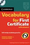 VOCABULARY FOR FIRST CERTIFICATE WITH ANSWERS - SELF-STUDY 2º ED  WITH CD