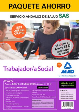 PAQUETE AHORRO Y TEST ONLINE GRATIS TRABAJADOR/A SOCIAL DEL SERVICIO ANDALUZ DE