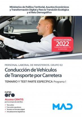 TEMARIO TEST PARTE ESPECIFICA PROGRAMA 1 CONDUCCION VEHICULOS TRASPORTE CARRETER
