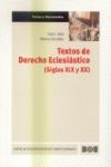 TEXTOS DE DERECHO ECLESIASTICO (SIGLOS XIX Y  XX)