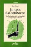 JUICIOS SALOMONICOS. LIMITACIONES DE LA RACIONALIDAD COMO PRINCIPIO