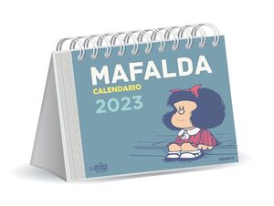 MAFALDA 2023, CALENDARIO ESCRITORIO AZUL CLARO
